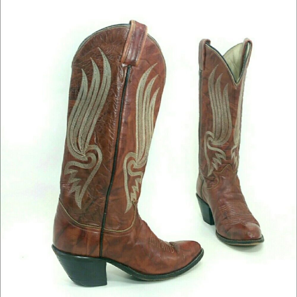 Tony Lama 5.5 Vintage Brown Leather Cowboy Boots